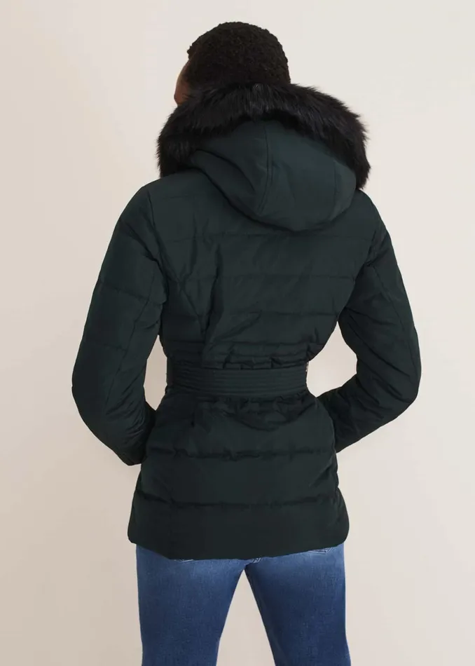 Women Phase Eight Coats Leonor Tie Belted Short Puffer Forest