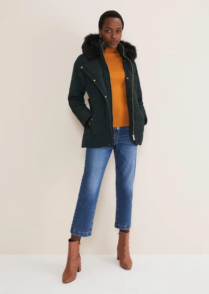 Women Phase Eight Coats Leonor Tie Belted Short Puffer Forest