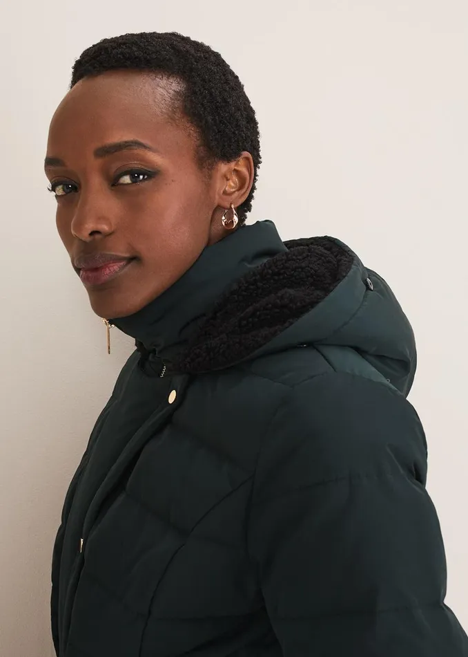 Women Phase Eight Coats Leonor Tie Belted Short Puffer Forest