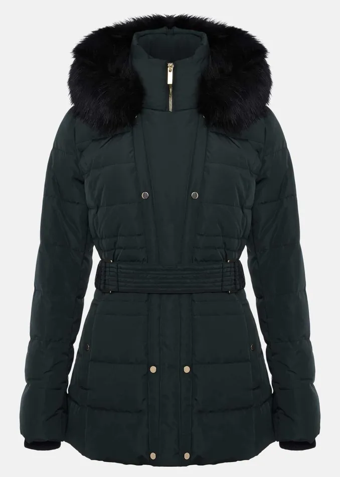 Women Phase Eight Coats Leonor Tie Belted Short Puffer Forest