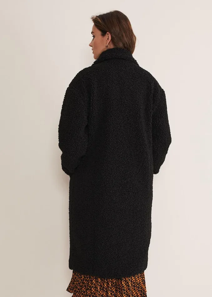 Women Phase Eight Coats Libbie Longline Teddy Coat Black