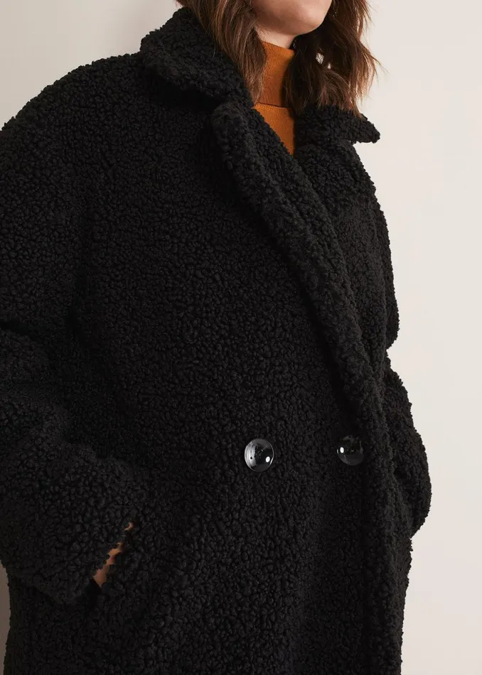 Women Phase Eight Coats Libbie Longline Teddy Coat Black