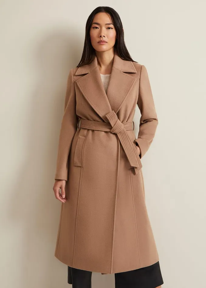 Women Phase Eight Coats Livvy Wool Camel Trench Coat Camel