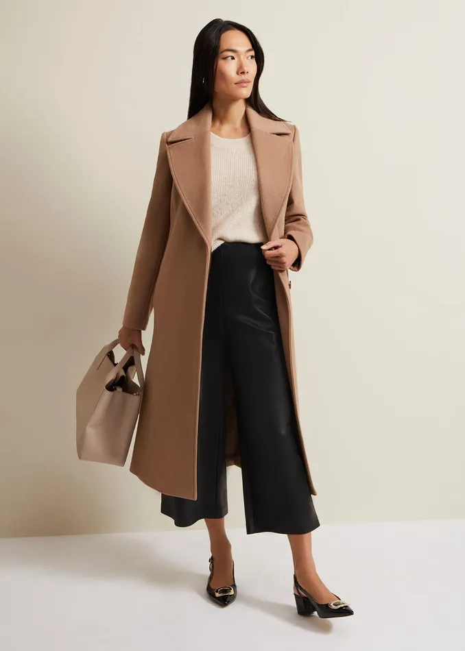 Women Phase Eight Coats Livvy Wool Camel Trench Coat Camel