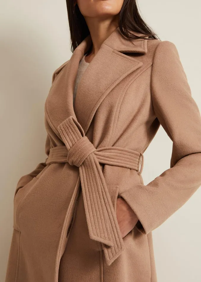 Women Phase Eight Coats Livvy Wool Camel Trench Coat Camel