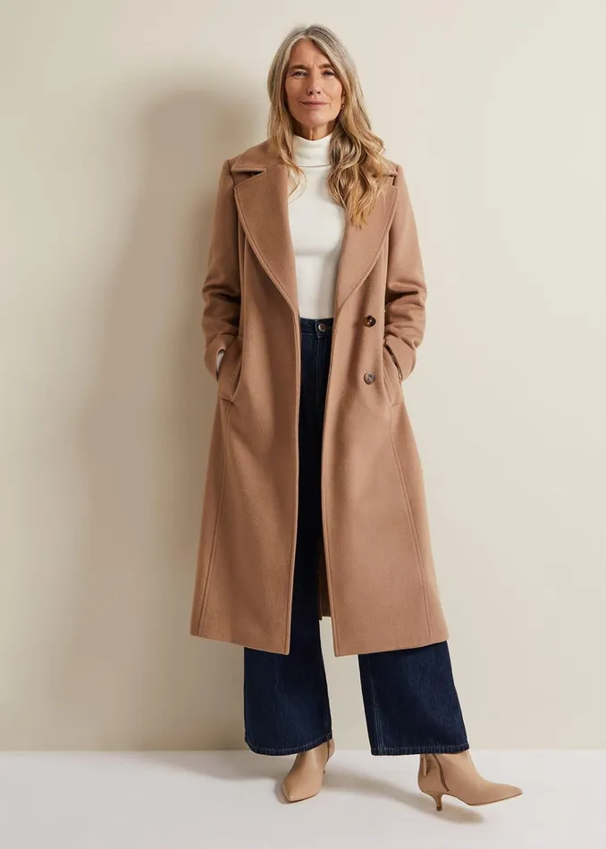 Women Phase Eight Coats Livvy Wool Camel Trench Coat Camel