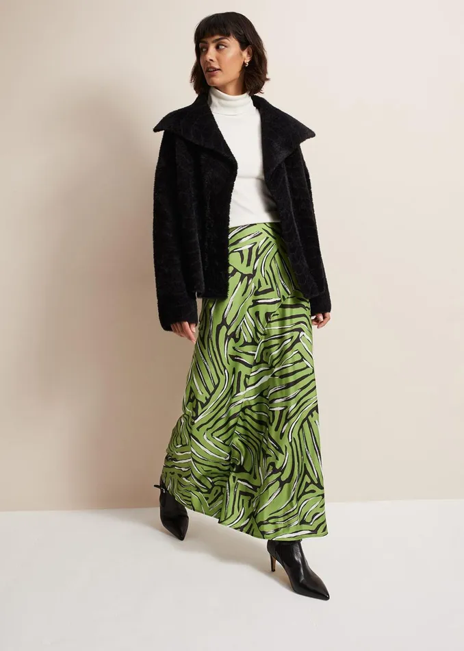 Women Phase Eight Coats Lucy Black Faux Fur Jacket Black