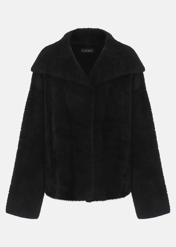 Women Phase Eight Coats Lucy Black Faux Fur Jacket Black