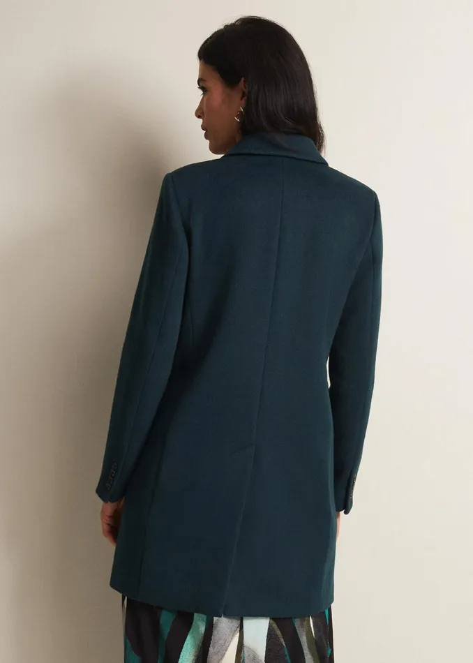 Women Phase Eight Coats Lydia Forest Green Wool Smart Coat Forest