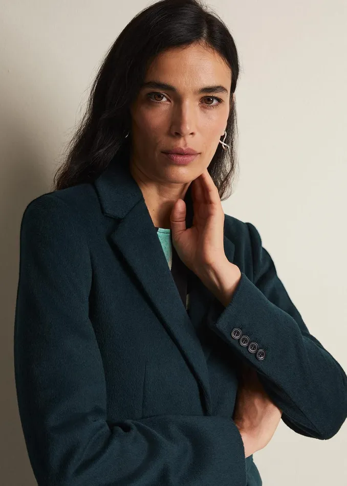 Women Phase Eight Coats Lydia Forest Green Wool Smart Coat Forest