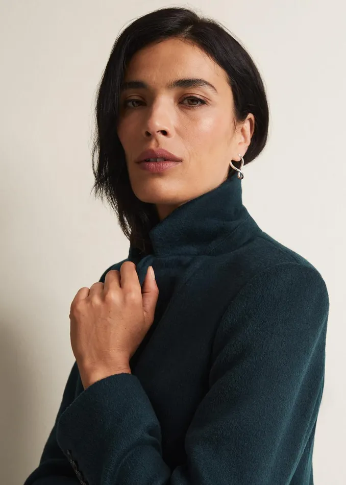 Women Phase Eight Coats Lydia Forest Green Wool Smart Coat Forest