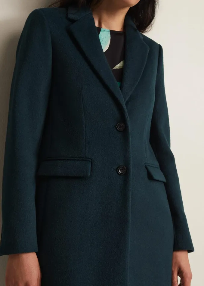 Women Phase Eight Coats Lydia Forest Green Wool Smart Coat Forest