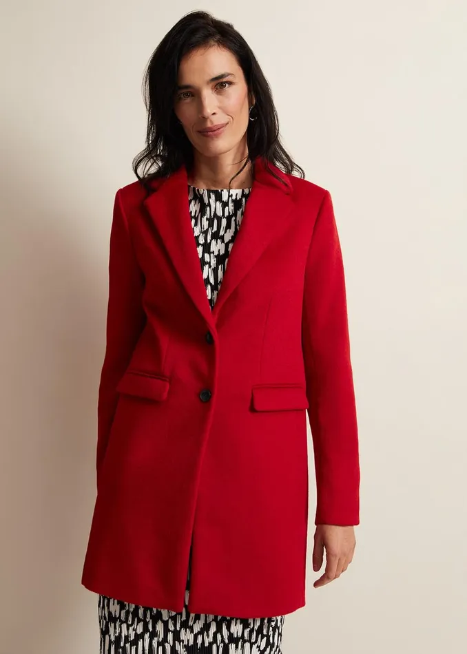 Women Phase Eight Coats Lydia Red Wool Smart Coat Red