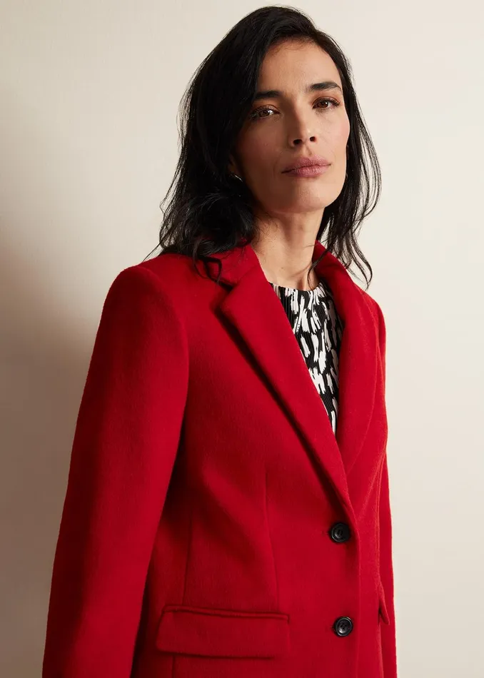 Women Phase Eight Coats Lydia Red Wool Smart Coat Red