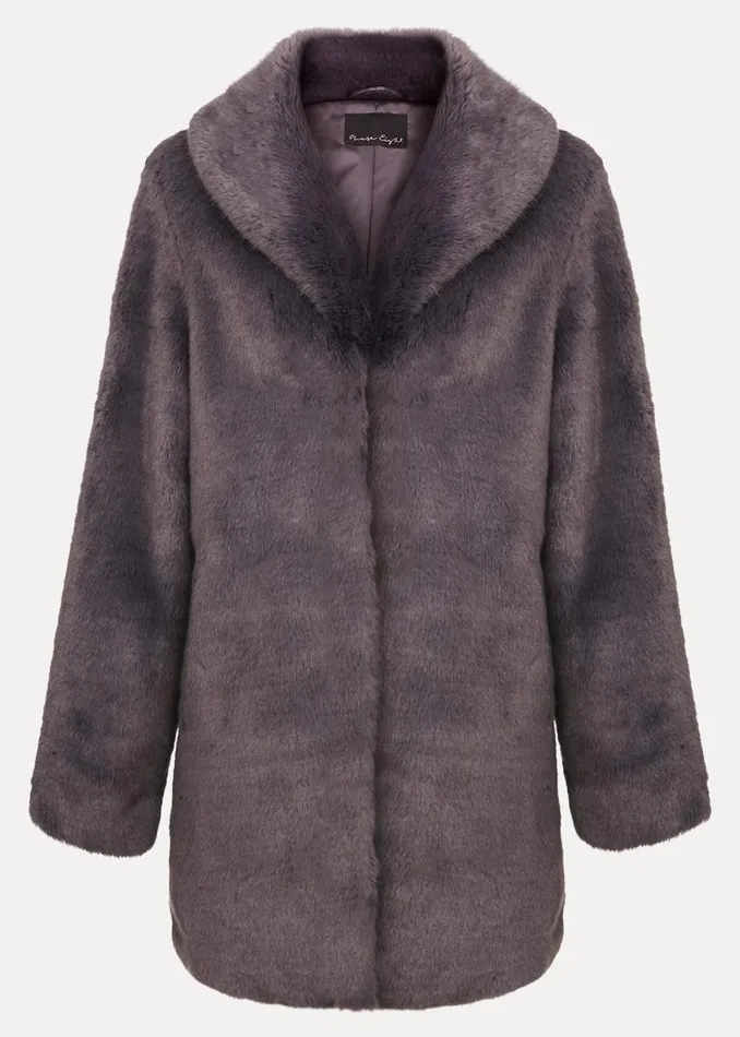 Women Phase Eight Coats Meg Faux Fur Coat Smoke
