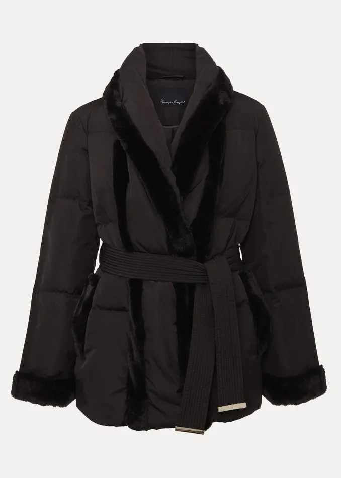 Women Phase Eight Coats Nelle Black Faux Fur Short Puffer Coat Black