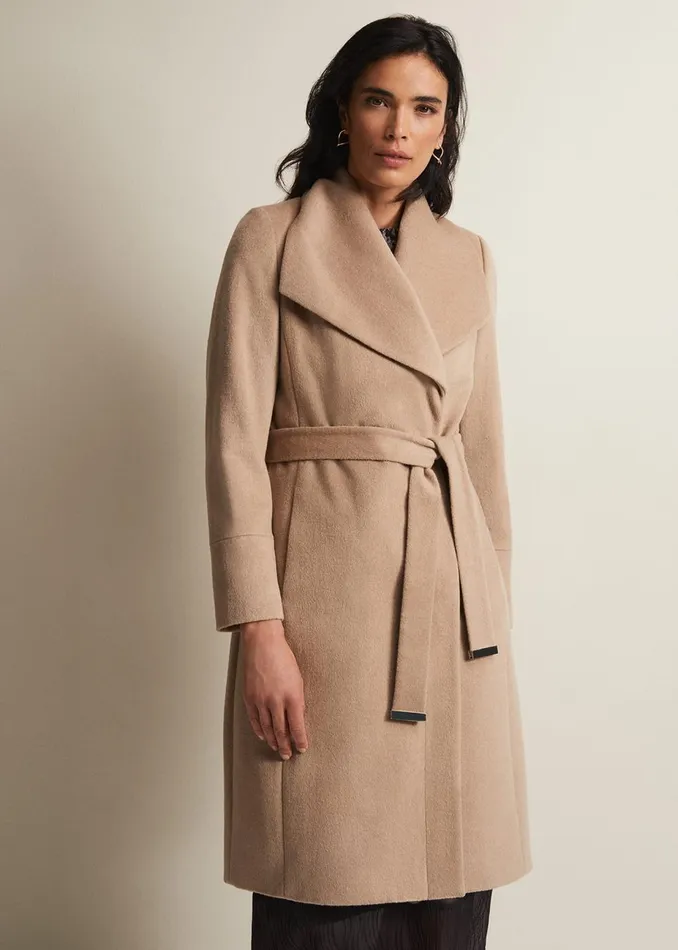 Women Phase Eight Coats Nicci Camel Wool Belted Coat Camel