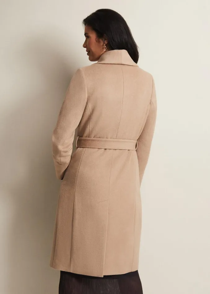 Women Phase Eight Coats Nicci Camel Wool Belted Coat Camel