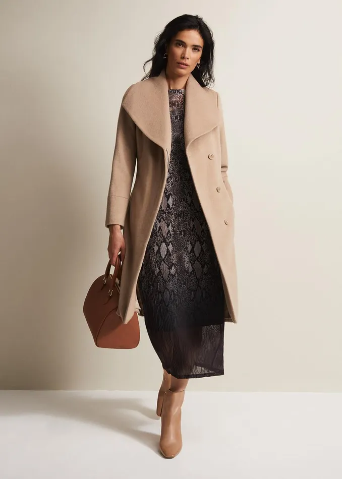 Women Phase Eight Coats Nicci Camel Wool Belted Coat Camel