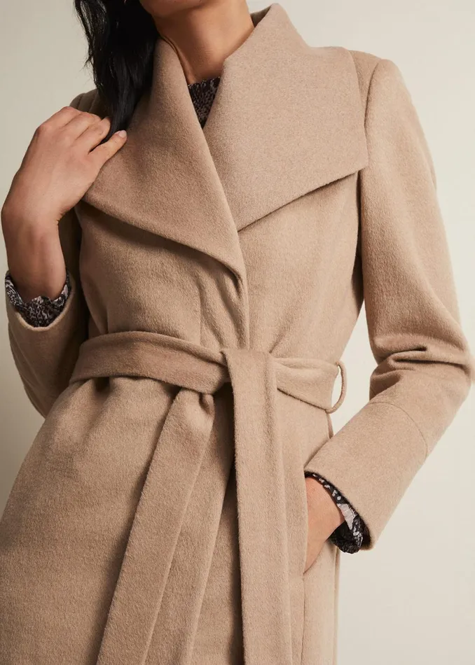 Women Phase Eight Coats Nicci Camel Wool Belted Coat Camel