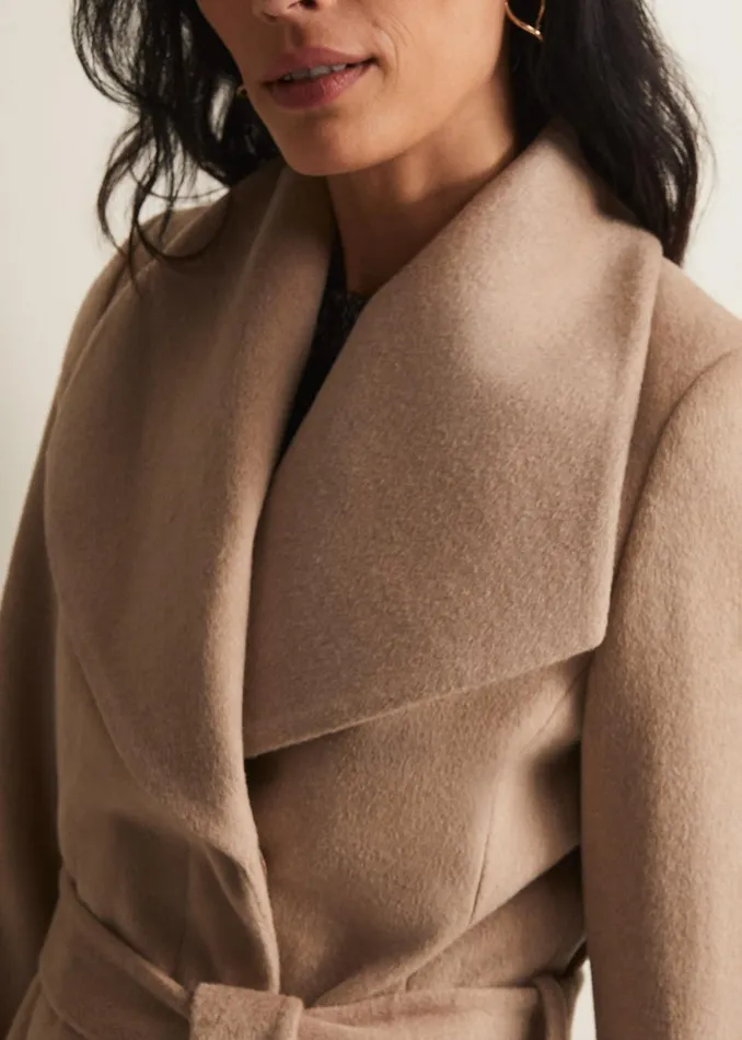 Women Phase Eight Coats Nicci Camel Wool Belted Coat Camel