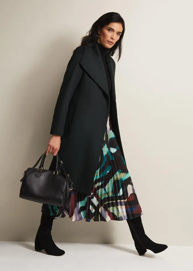 Women Phase Eight Coats Nicci Dark Green Wool Smart Coat Dark Green