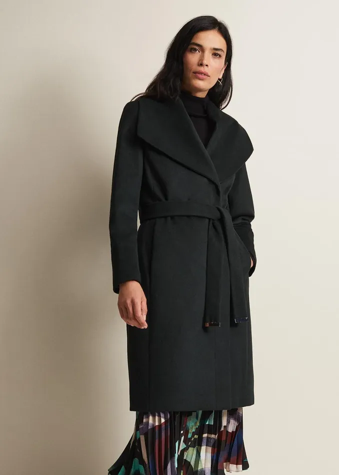 Women Phase Eight Coats Nicci Dark Green Wool Smart Coat Dark Green