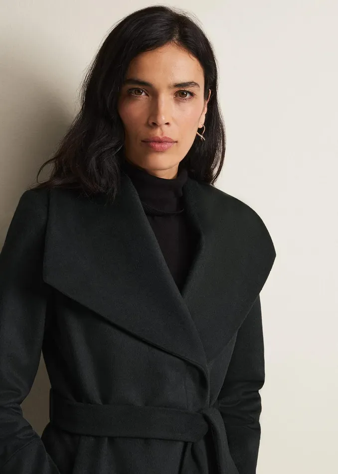Women Phase Eight Coats Nicci Dark Green Wool Smart Coat Dark Green