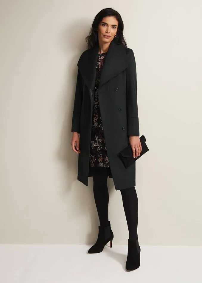 Women Phase Eight Coats Nicci Dark Green Wool Smart Coat Dark Green