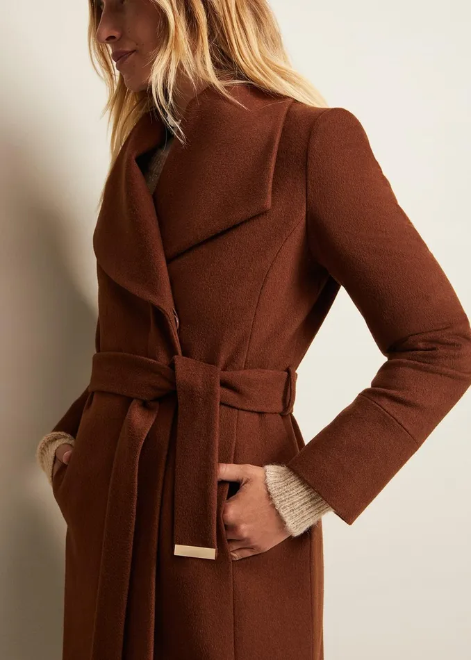 Women Phase Eight Coats Nicci Tan Wool Smart Coat Tan