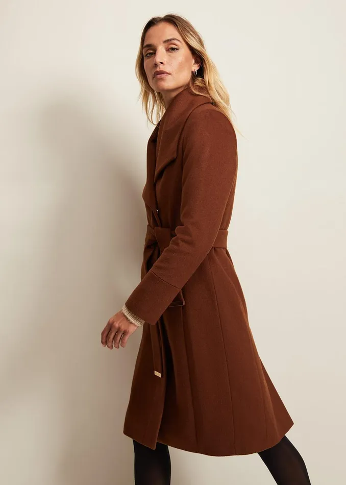 Women Phase Eight Coats Nicci Tan Wool Smart Coat Tan