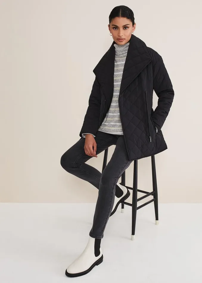 Women Phase Eight Coats Nila Short Quilted Puffer Black
