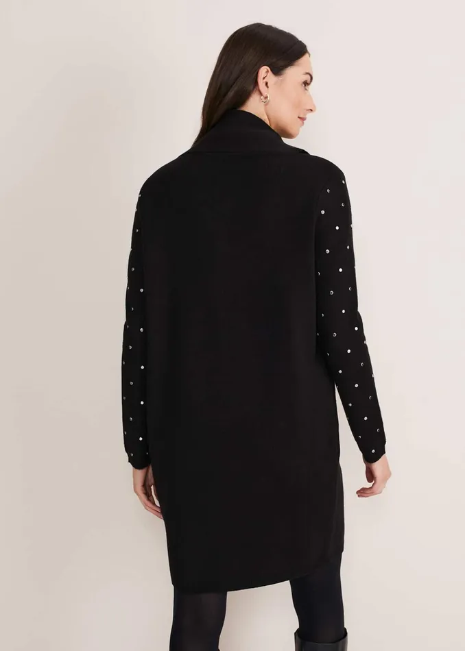 Women Phase Eight Coats Paloma Stud Sleeve Knit Coat Black
