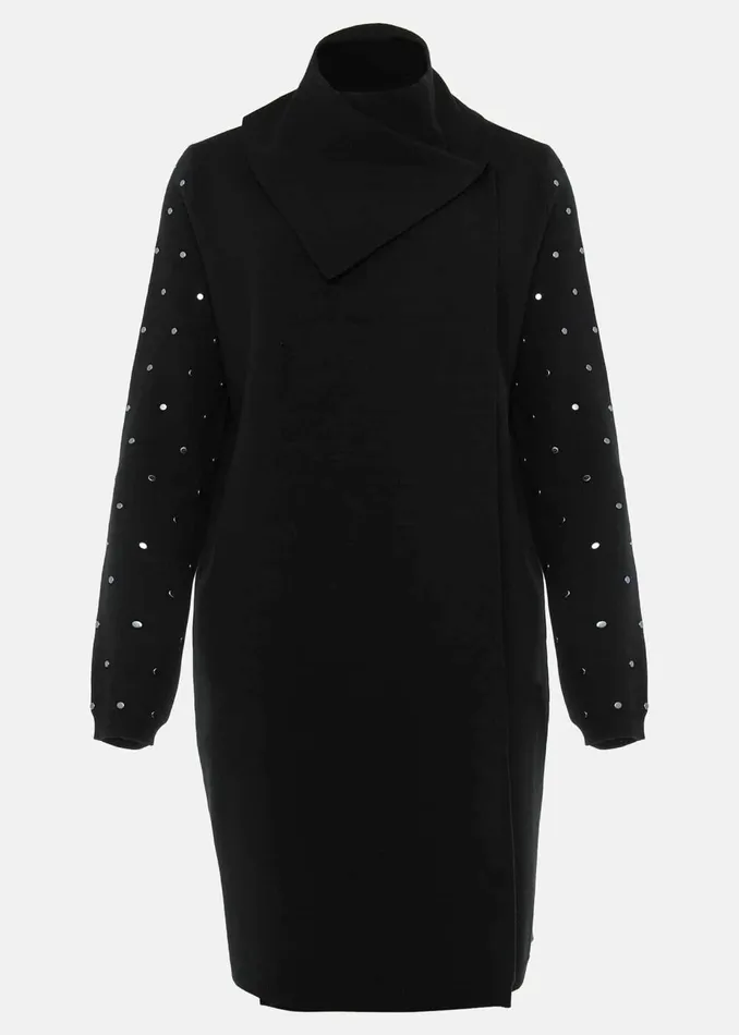 Women Phase Eight Coats Paloma Stud Sleeve Knit Coat Black