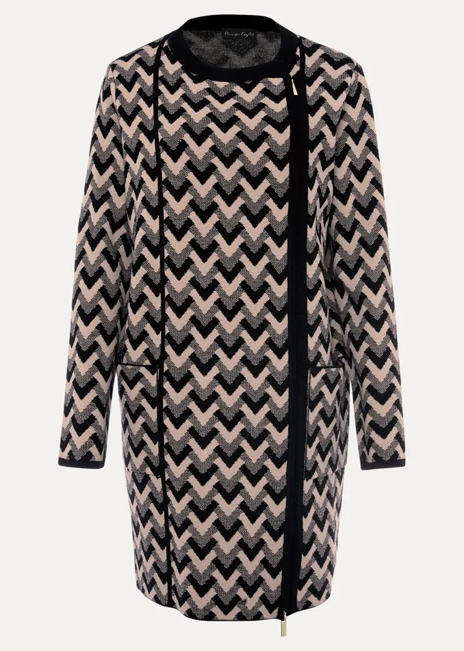 Women Phase Eight Coats Perrie Geo Jacquard Knit Coat Camelblack