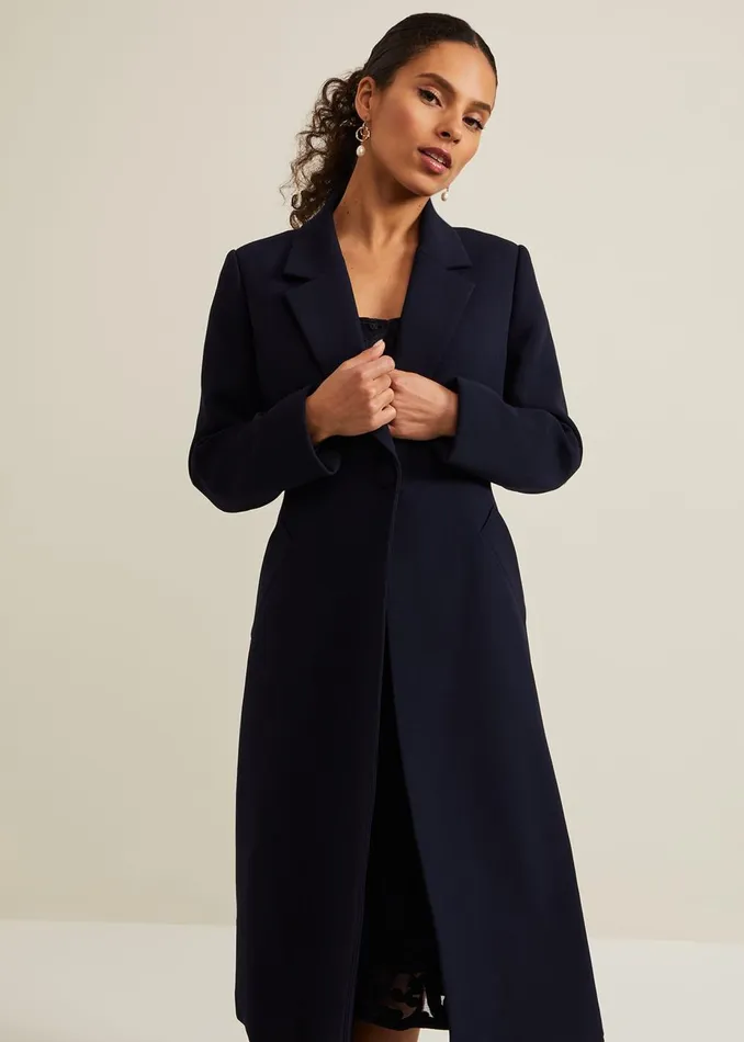Women Phase Eight Coats Petite Juliette Crepe Coat Navy