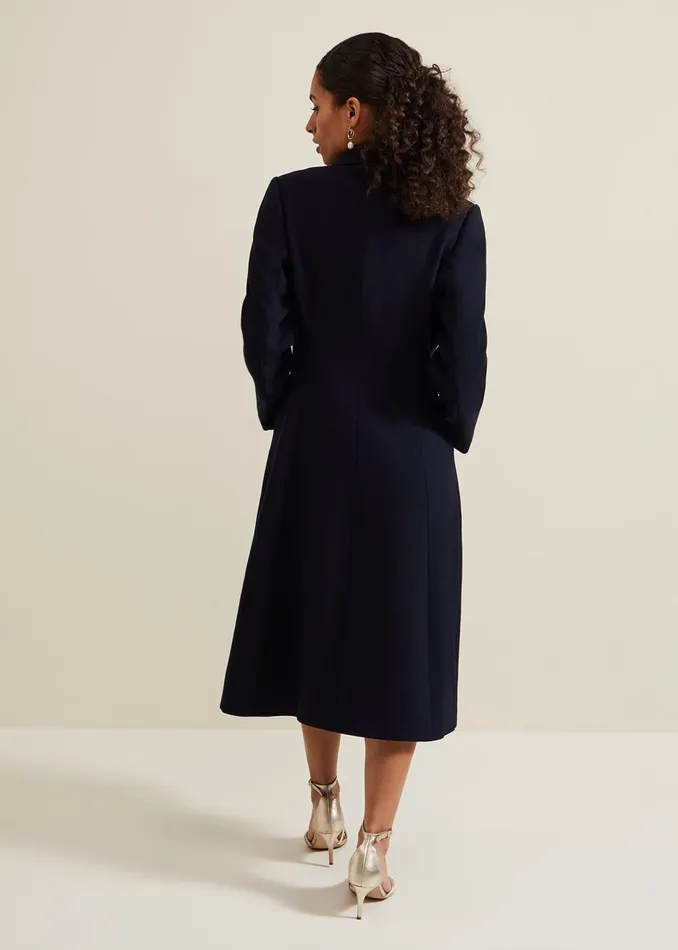 Women Phase Eight Coats Petite Juliette Crepe Coat Navy