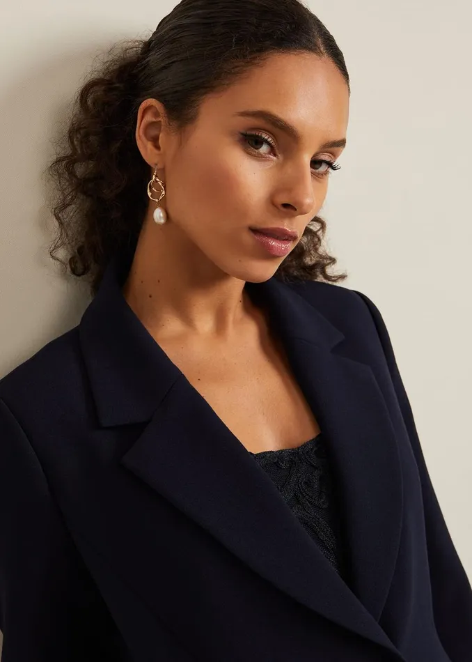 Women Phase Eight Coats Petite Juliette Crepe Coat Navy