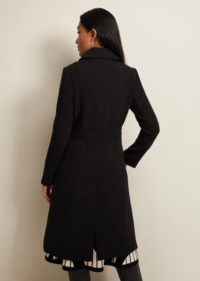Women Phase Eight Coats Petite Layana Black Smart Trench Coat Black