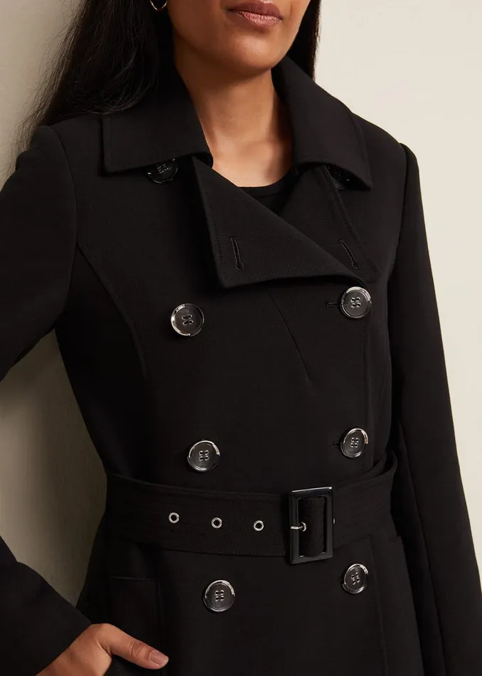 Women Phase Eight Coats Petite Layana Black Smart Trench Coat Black