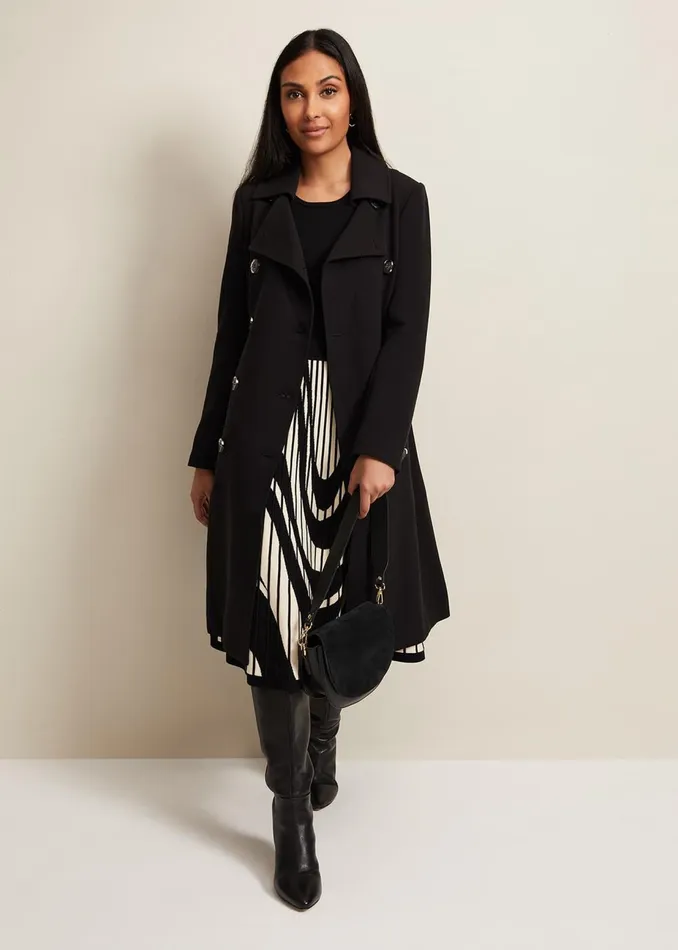 Women Phase Eight Coats Petite Layana Black Smart Trench Coat Black