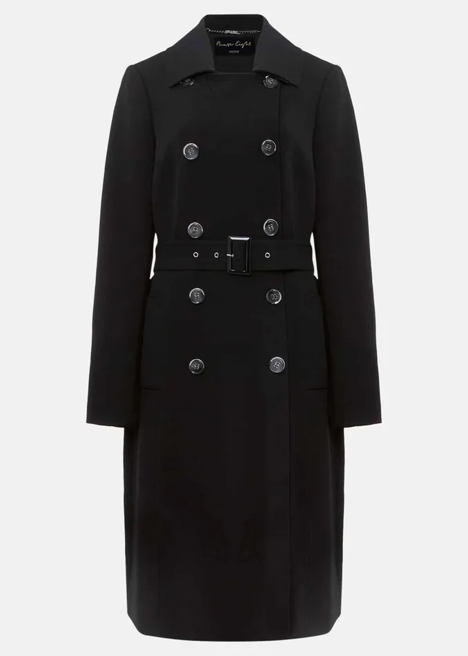 Women Phase Eight Coats Petite Layana Black Smart Trench Coat Black