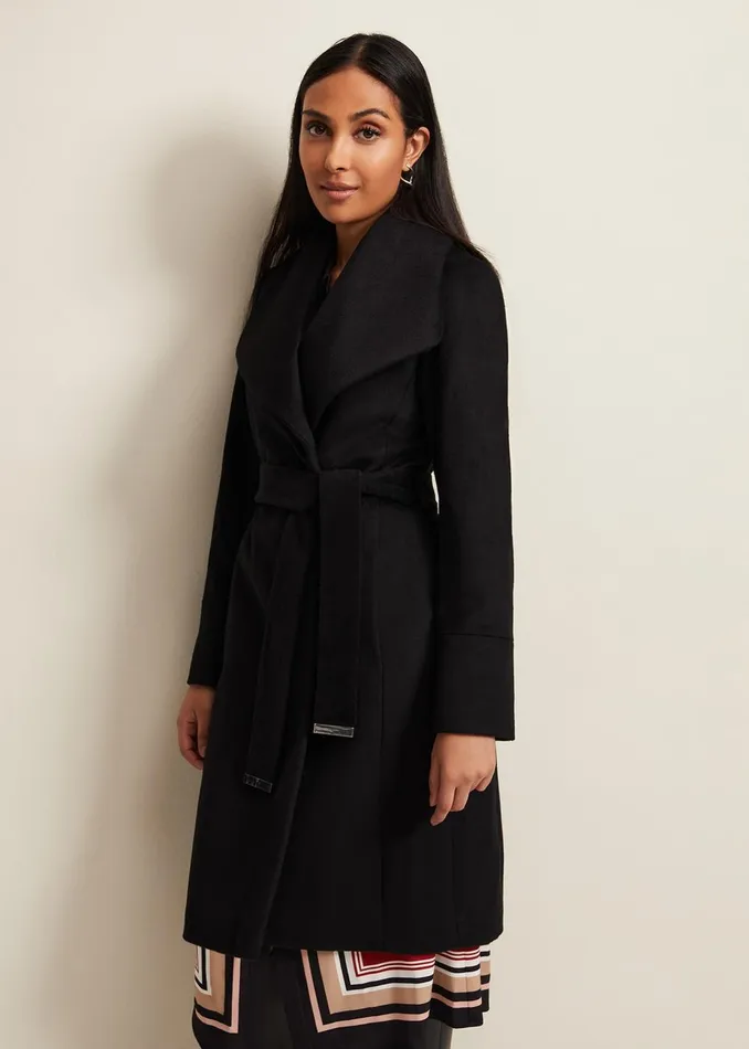 Women Phase Eight Coats Petite Nicci Black Wool Smart Coat Black