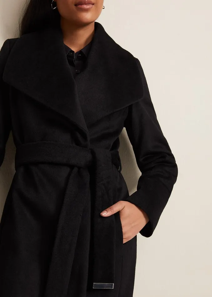 Women Phase Eight Coats Petite Nicci Black Wool Smart Coat Black