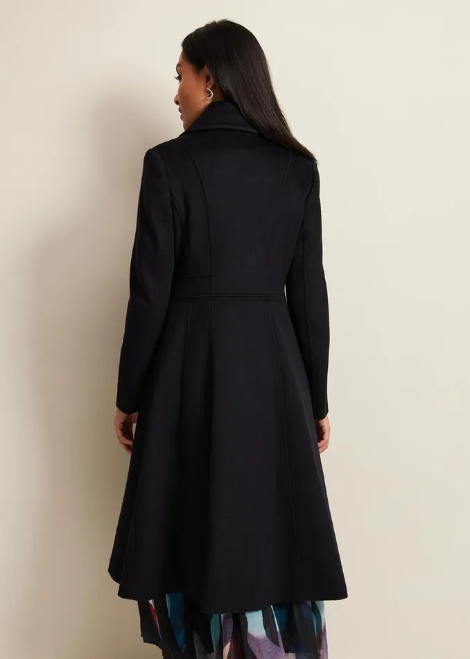 Women Phase Eight Coats Petite Sandra Wool Fit And Flare Coat Navy