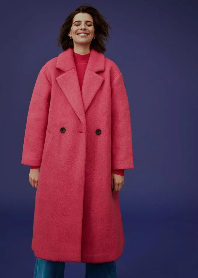 Women Phase Eight Coats Quinn Textured Cocoon Coat Fluro Pink