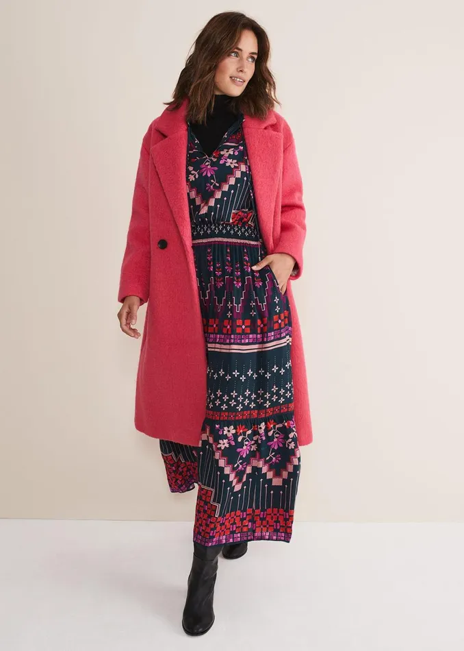 Women Phase Eight Coats Quinn Textured Cocoon Coat Fluro Pink