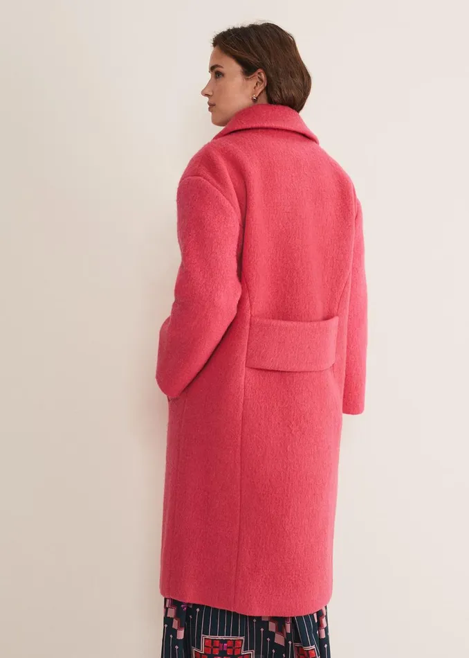 Women Phase Eight Coats Quinn Textured Cocoon Coat Fluro Pink