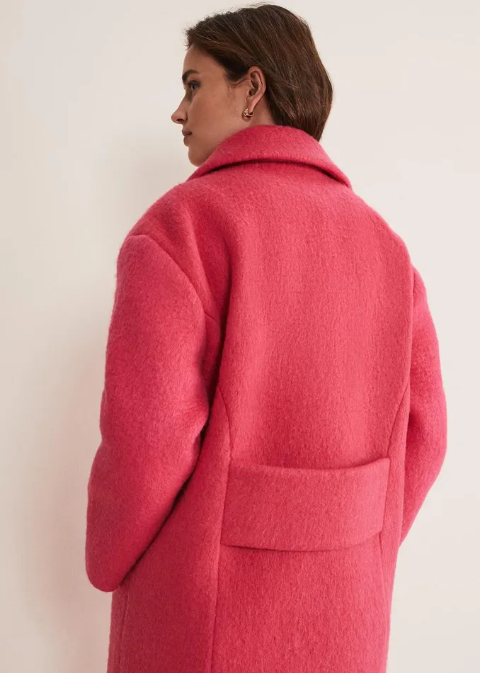 Women Phase Eight Coats Quinn Textured Cocoon Coat Fluro Pink