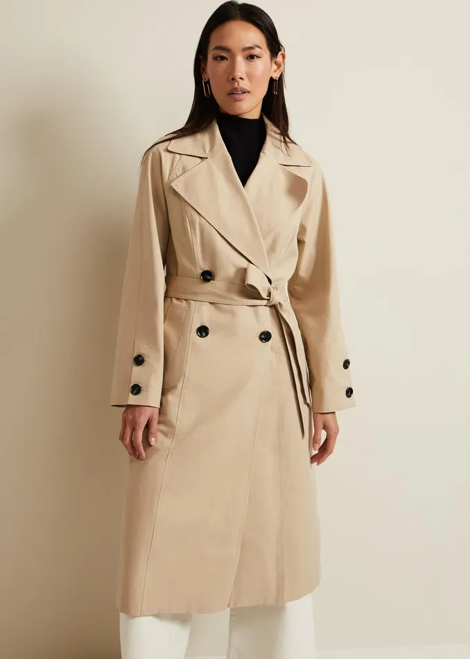 Women Phase Eight Coats Sandy Button Detail Trench Camel